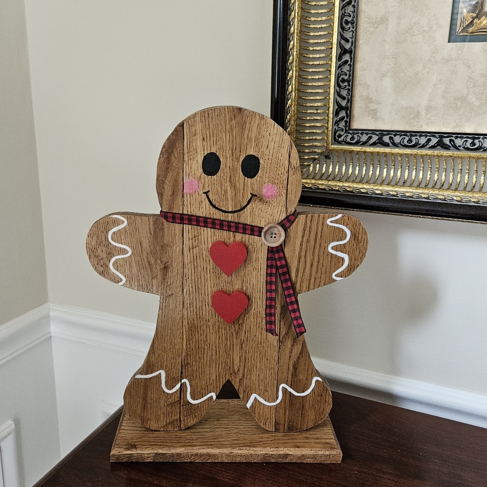 Wooden Gingerbread Man Hand Crafted 14" Tall Perfect For Any Gingerbread Lover!